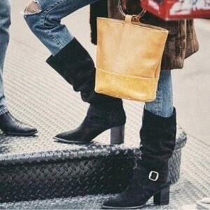 NEW Free People Suede Dahlia Slouch Boot Black 39